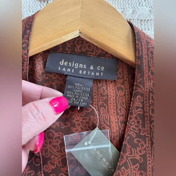 Lane Bryant Designs & Co. Light Brown Patterned Maxi Length Dress Size 24W - Picture 12 of 13